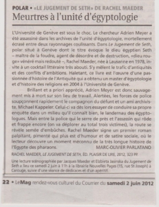 Le Jugement de Seth, Le Courrier, 2.6.12 001