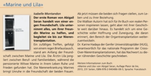 "Marine et Lila" dans "swisstransplant news" (en allemand).