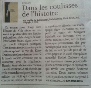 "La Pupille de Sutherland" dans Le Nouvelliste du 25 février 2014. "La Pupille de Sutherland" dans Le Nouvelliste du 25 février 2014.