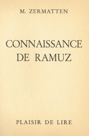 Connaissance de Ramuz